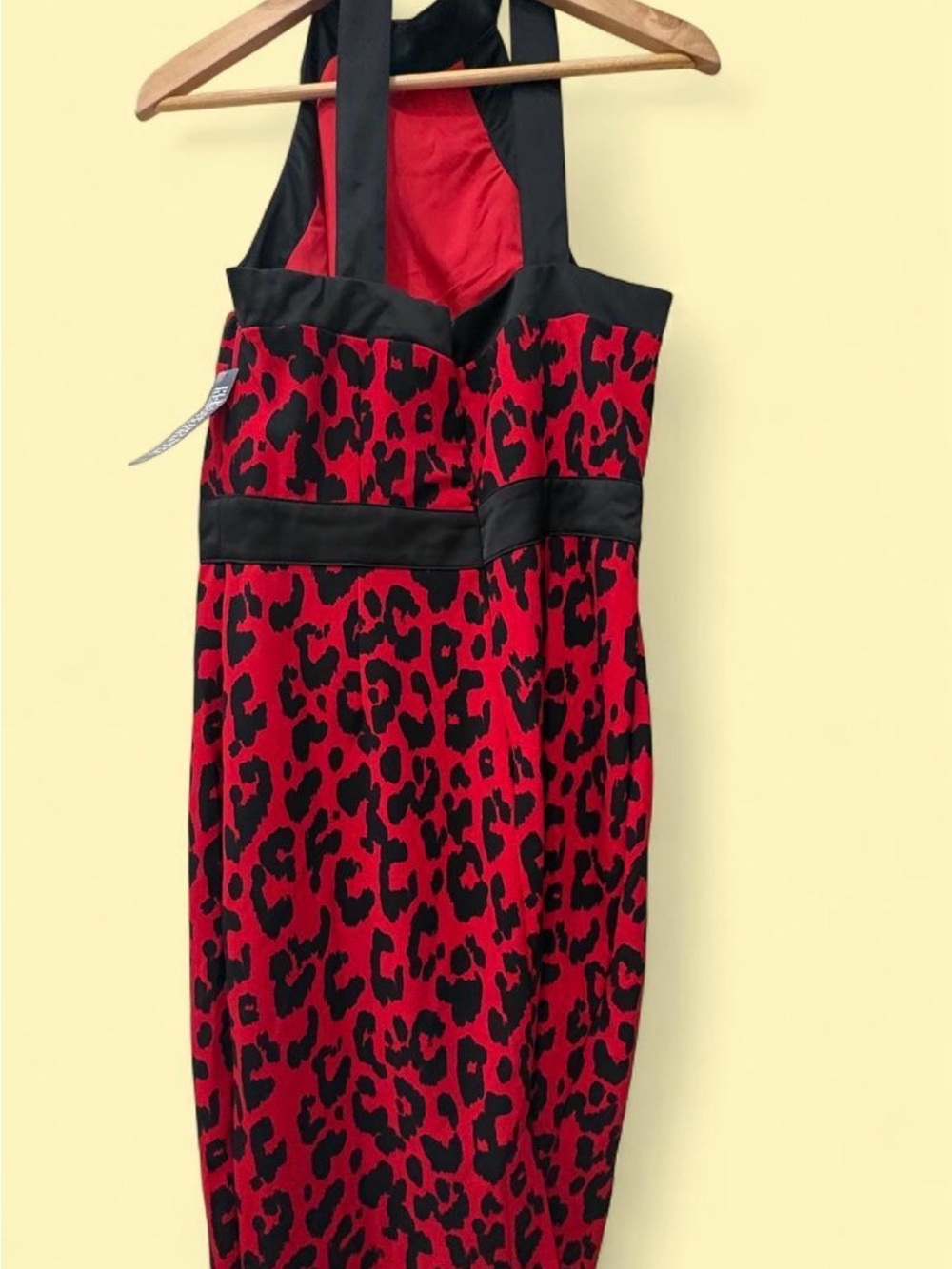 New York & Company Red and Black Leopard Halter Midi Dress - Picture 2 of 3
